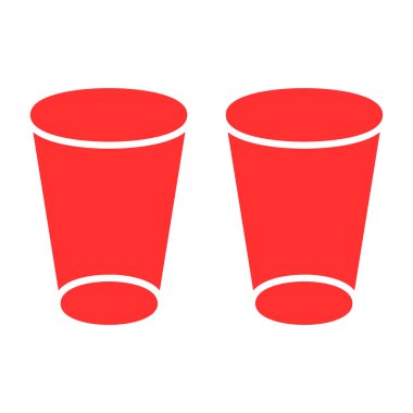 Beyaz arkaplanda kırmızı plastik bardak simgesi