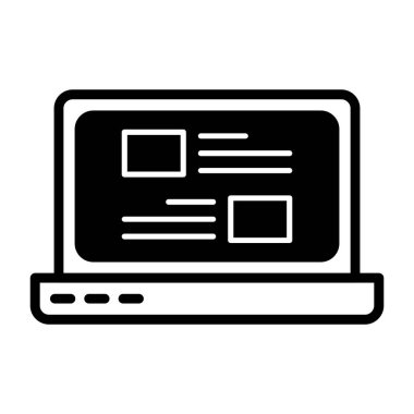 Laptop simgesi olan bilgisayar. Beyaz arkaplanda izole edilmiş web için bilgisayar dizüstü bilgisayar vektör simgesinin basit çizimi
