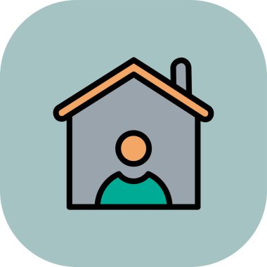 ev vektörü renk çizgisi simgesi