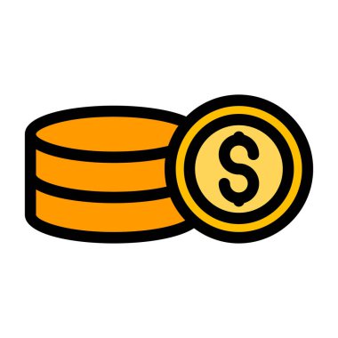 Para sikkeleri simgesi. Taslak para sikkeleri vektör simgesi rengi düz izole