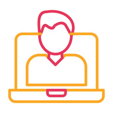 kullanıcı simgesi çizimi olan dizüstü bilgisayar