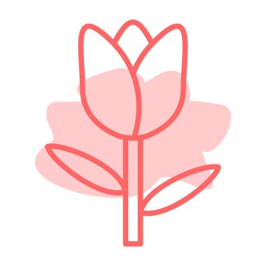 Lale, beyaz arkaplanda vektör çizgisi simgesi