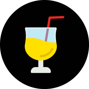 Kokteyl ikonlu cam, vektör illüstrasyonu