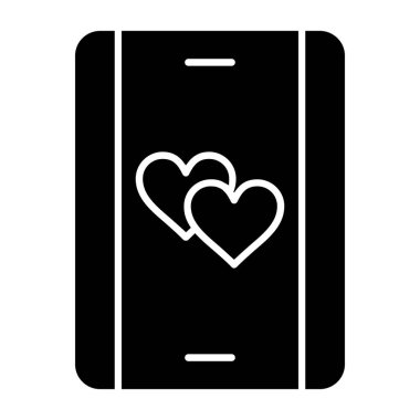 aşk kartı simgesi, basit siyah biçim