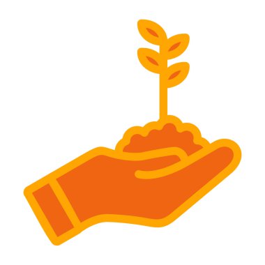 el simgesine bitki koy. vektör illüstrasyonu