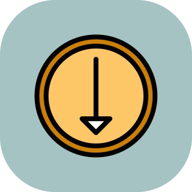 Down Arrow web simgesi, vektör illüstrasyonu