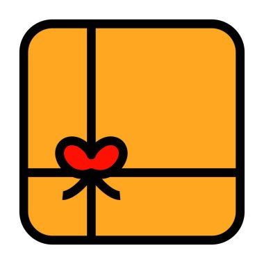 kutu kalp hediye simgesi - taslak biçimi