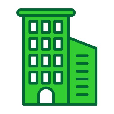 Fabrika binası ikonu vektörü beyaz arkaplanda izole edildi, fabrika işareti