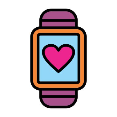 Saat vektör simgesi dizaynlı aşk kalbi