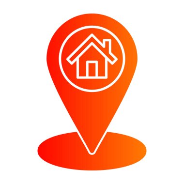 Kırmızı çizgi ev lokasyon simgesi beyaz arkaplanda izole edildi. Sayı turu işareti. vektör illüstrasyonu