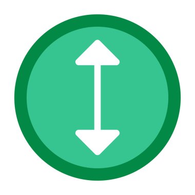 Yönlendirme vektörü simgesi. Bu düz yuvarlak sembol, beyaz arkaplanda izole edilmiş yeşil ve gri renklerdir.