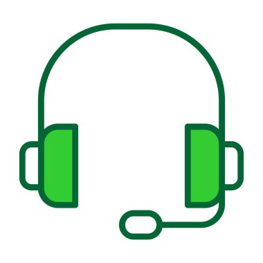 kulaklıklar vektör resimleme simgesi yeşil arkaplan üzerinde