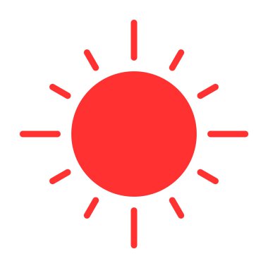 Güneş ikonu. Beyaz üzerine izole edilmiş vektör illüstrasyonu