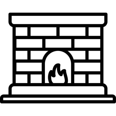 şömine simgesi vektör illüstrasyonu