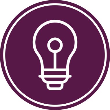 Ampul vektör simgesi. İllüstrasyon biçimi, beyaz arkaplanda yuvarlak menekşe rengidir..