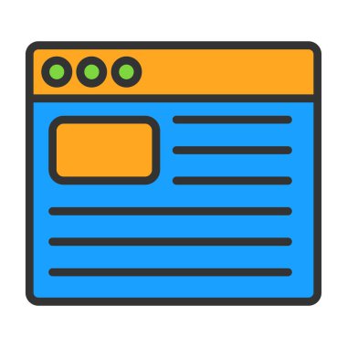 Tarayıcı web sayfası renk ikonu vektörü. Tarayıcı sayfa işareti. izole edilmiş illüstrasyon sembolü