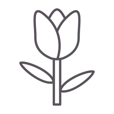 Lale ince çizgi ikonu, ilkbahar ve doğa, lale işareti, vektör grafikleri, beyaz arkaplanda doğrusal desen, 10 eder