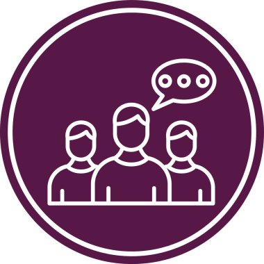 Konuşma baloncukları simgesi ile konuşan bir grup insan