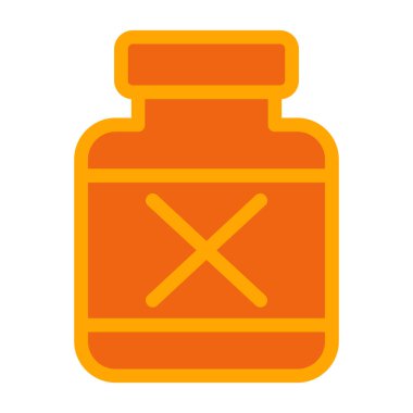 İlaç ikonlu bir şişe. Web için şişe vektör simgelerinin özet çizimi