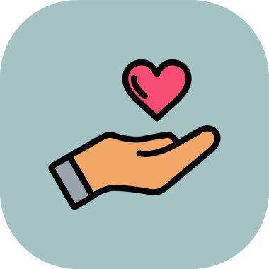 Kalp vektörü illüstrasyonlu mobil bir uygulamayı tutan el.