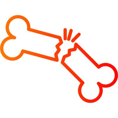 Kemik ikonu. Vektör biçimi yuvarlak açılı, turuncu renk ve beyaz arkaplan içeren düz ikonik semboldür.