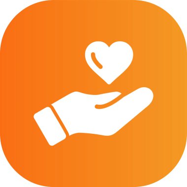 Kalp ikonu olan bir el. illüstrasyon tasarım vektörü.