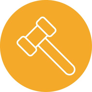 Hakim çekiç simgesi düz bir şekilde izole edildi. Çekiç vektör illüstrasyonu