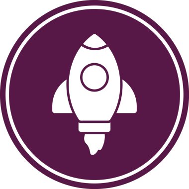 Roket. Web simgesi basit illüstrasyon