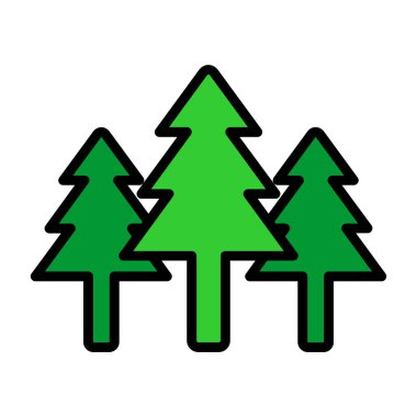 Çam ağacı simgesi. Orman doğası ve ekoloji teması. Yalnız tasarım. vektör illüstrasyonu