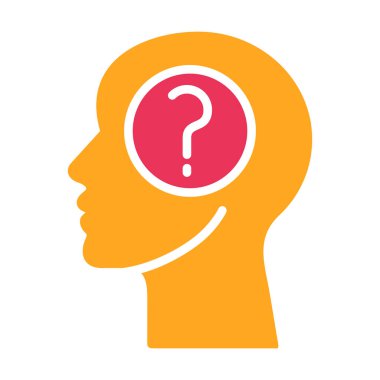 Soru işareti vektör çizimi tasarımı ile kafasında soru işareti