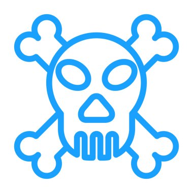 Kafatası haç ve çapraz kemik ikonu ile. İnce çizgi tarzı. vektör illüstrasyonu