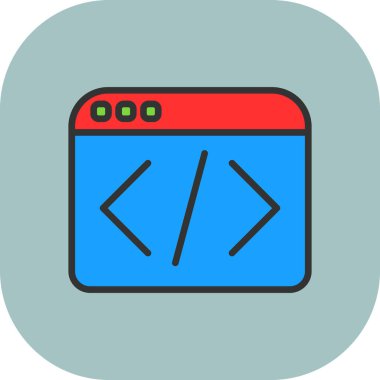 Kodlama. Web simgesi vektör illüstrasyonu