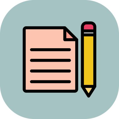 kalem, kağıt simgesinin vektör illüstrasyonu