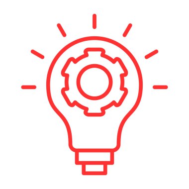 Bir fikri olan ışık lambası, satır biçimi simgesi tasarımı, çözüm fikri ve yenilik temalı vektör illüstrasyonu