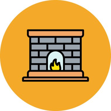 Şömine simgesinin vektör illüstrasyonu