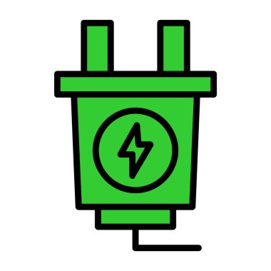 Elektrik prizi simgesi. Taslak elektrik dolgu vektör rengi düz izole