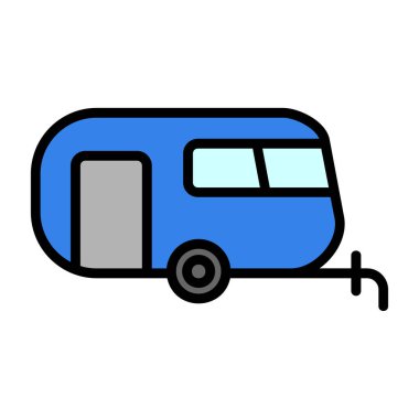 Araba karavanı ikon vektörü. İnce çizgi işareti. izole edilmiş sınır sembolü çizimi