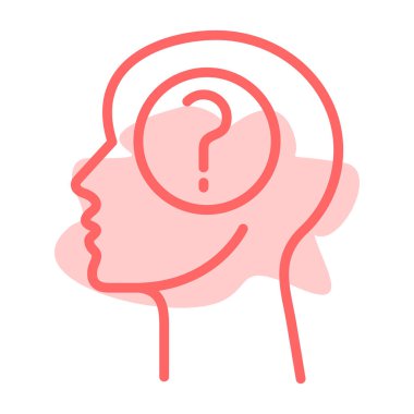 Soru işareti ve insan kafası, vektör illüstrasyonu