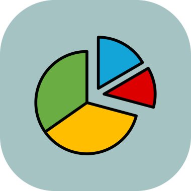 Pasta grafiği simgesi. düz tasarım biçimi.