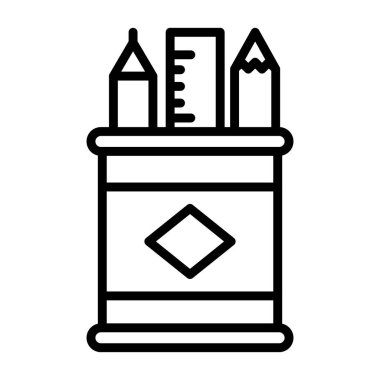 Kalem ve cetvel simgesi. beyaz arkaplanda izole edilmiş web tasarımı için cetvel vektör simgesine sahip taslak kalem