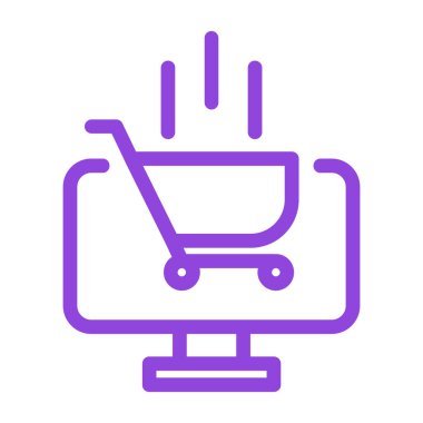 alışveriş arabası çizimi olan dizüstü bilgisayar