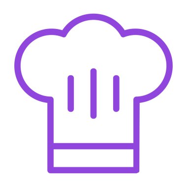 Şef şapka vektör ikonu. biçim düz çizgi simgesi, mor renk, beyaz arkaplan.