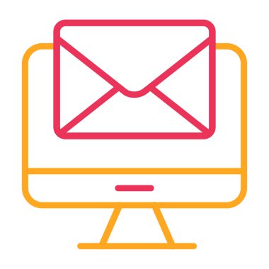 E- posta işaretli bilgisayar. vektör illüstrasyonu