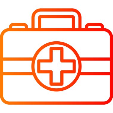 İlk yardım çantası düz simgesi. vektör bicin düz stil ve kırmızı sembol. pictogram trend eğilimli düz stil illüstrasyonudur,