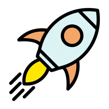 Roket fırlatma ikonu. Taslak roket fırlatma roket vektör simgesi rengi düz izole