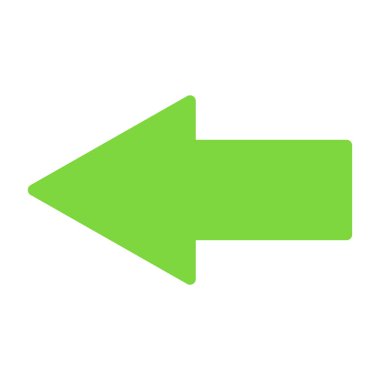 Sol ok simgesi. Düz stil. Yeşil simge, ekolojik işaret. beyaz arkaplanda izole edilmiş