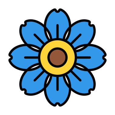 çiçek simgesi renk ana hatları vektörü