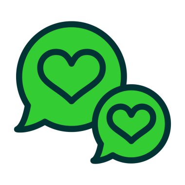 kalp sohbet mesajı simgesi, vektör tasarımı