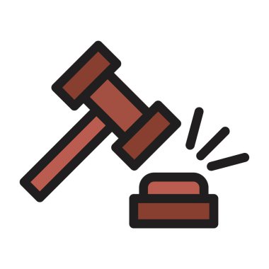 Yargıç Tokmak simgesi renk ana hatları vektörü