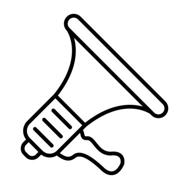 megafon ikon vektörü. İnce çizgi işareti. İzole edilmiş kontür sembolü gösterimi